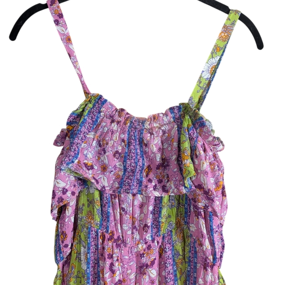 Easel Los Angeles Boho Floral Stripe Jumpsuit, Removable Straps, Festival Small - Picture 7 of 11